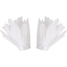 (White_b, 9.84 Inch) Manchettes en plumes pour femmes, accessoires de carnaval, ajustables pour spectacle, idéales pour fête et soirée déguisée