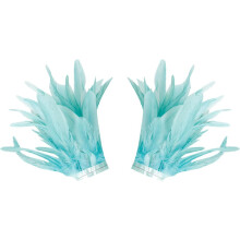 (Blue, 9.84 Inch) Manchettes en plumes pour femmes, accessoires de carnaval, ajustables pour spectacle, idéales pour fête et soirée déguisée