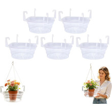 (size_name, 8 Inch) 5er Pack Hängekorb Untersetzer 6-12 Zoll, Bewässerungsschale mit Haken, klarer Tropfschutz für Blumenampeln