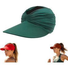 (Dark Green, color_name) Damen Sonnenhut mit UV-Schutz 50+, leicht & faltbar, Ponytail Cap für Sport & Strand, Outdoor Kopfbedeckung