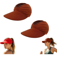 (Coffee_2pcs, color_name) Pălărie soare protecție 50+ pliabilă cu gaură coadă cal, ușoară, pentru plajă sport, noutate 2026