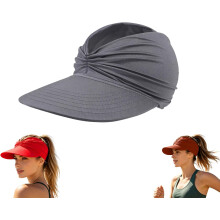(Dark Gray, color_name) Damen Sonnenhut mit UV-Schutz 50+, leicht & faltbar, Ponytail Cap für Sport & Strand, Outdoor Kopfbedeckung