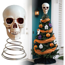 (White, -) Punta albero scheletro Halloween 7.4", realistico spaventoso, decorazione casa