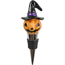 (Black, -) Halloween borosdugó, 4,5 hüvelykes újrafelhasználható, kalapos tök, bor kiegészítő