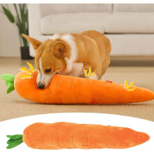 (Orange, -) Groot wortel pluche hondenspeelgoed, duurzaam piepend en ritselend - anti-verveling voor honden en katten, oranje