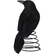 (Black, -) Punta albero natale corvo nero gotico, 5.9 pollici, base molla metallo