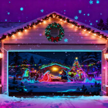(Purple_B, -) 2x5 m UV-geactiveerde kerst garage deur cover, gloeit in donker - rood voor thuis en feest