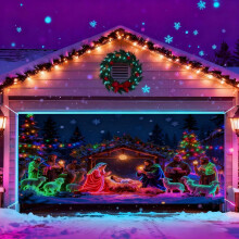 (Purple_C, -) 2x5 m UV-geactiveerde kerst garage deur cover, gloeit in donker - rood voor thuis en feest