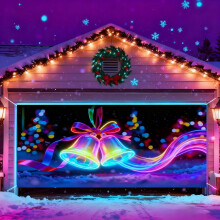 (Purple, -) 2x5 m UV-geactiveerde kerst garage deur cover, gloeit in donker - rood voor thuis en feest