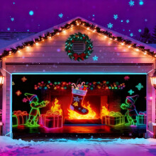 (Purple_G, -) 2x5 m UV-geactiveerde kerst garage deur cover, gloeit in donker - rood voor thuis en feest