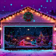 (Purple_D, -) 2x5 m UV-geactiveerde kerst garage deur cover, gloeit in donker - rood voor thuis en feest