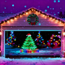 (Green, -) 2x5 m UV-geactiveerde kerst garage deur cover, gloeit in donker - rood voor thuis en feest