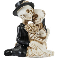 (Black C, -) Skelett Braut & Bräutigam Figuren, Gothic Liebhaber Statue, handgefertigtes Resin für Halloween (Schwarz C)