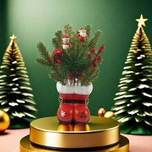(Red, -) Vaso stivali babbo natale 4.3 pollici, resina creativa, decorazione natale