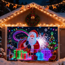 (Purple_C, -) 2x5 m kerst garage deur cover, gloeit in donker, paars - voor feest en gazon