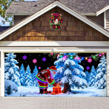 (Blue_D, -) 2x5 m kerst garage deur cover, gloeit in donker, paars - voor feest en gazon