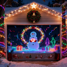 (Purple_E, -) 2x5 m kerst garage deur cover, gloeit in donker, paars - voor feest en gazon