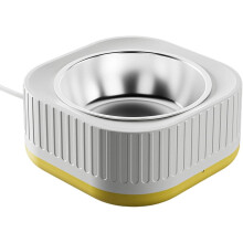 (Yellow, -) Lämmitettävä vesikuppi lemmikille, ulkokäyttöön, vedenpitävä, termostaattiohjaus, pureskelunesto, Talvi ulkona