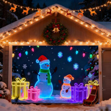(Purple_D, -) 2x5 m kerst garage deur cover, gloeit in donker, paars - voor feest en gazon
