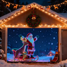 (Purple_B, -) 2x5 m kerst garage deur cover, gloeit in donker, paars - voor feest en gazon