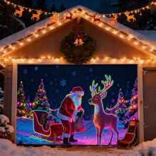 (Purple, -) 2x5 m kerst garage deur cover, gloeit in donker, paars - voor feest en gazon