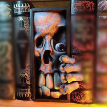 (White, -) 3D Horror Monster Buchstützen, 15 cm lebensechte Resin Deko, gruselige Kreatur für Bücherregal (Braun_B)
