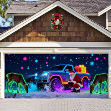 (Blue, -) 2x5 m kerst garage deur cover, gloeit in donker, paars - voor feest en gazon