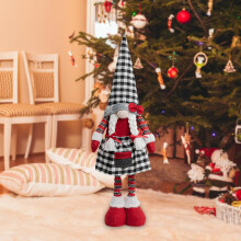 (Black_b, 23.6 Inch) Decorazione gnomo Natale 38.2", gambe telescopiche, ornamento festivo scrivania