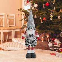 (Black, 23.6 Inch) Decorazione gnomo Natale 38.2", gambe telescopiche, ornamento festivo scrivania
