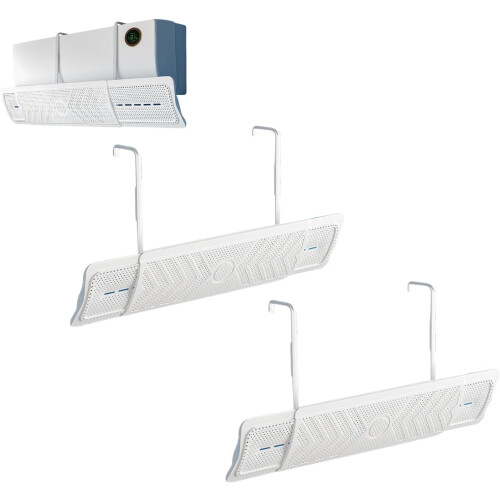 (White_2pcs, -) Deflector ajustable para aire acondicionado, extensible.