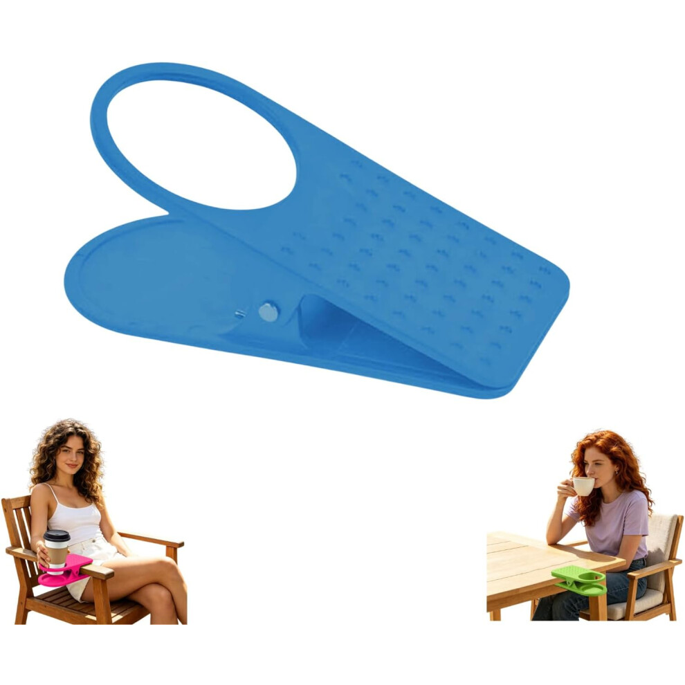 (, -) Clip-On Drink Holder - Universal Beach Chair Cup Holder Clip With 1/2 Holder, Secure Your Beverage Anywhere, Portable De Blue 5437706708704