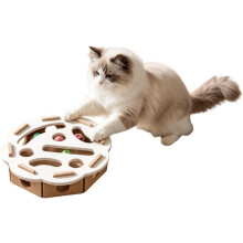 (White, -) Kattklo räddare box – katt klös pussel berikningsbox, katts nagelfil repa leksak med 3 bjällror – interaktiv