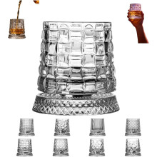 (Silver_B, -) 360 rotující sklenice na whisky 280ml, unikátní reliéfní dno