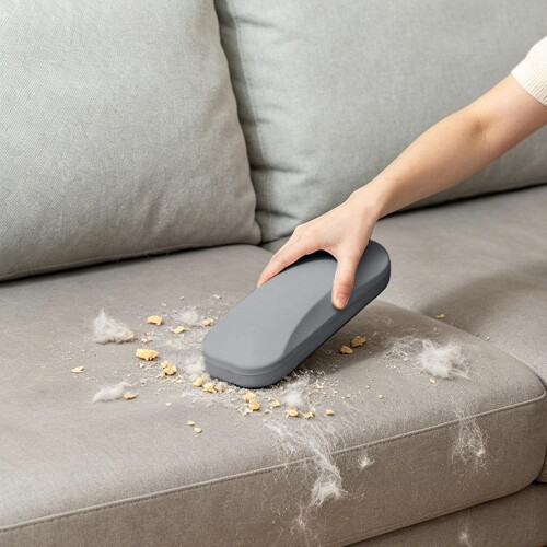 (Gray, -) Portable Table Crumb Sweeper - Manual Push Handheld Carpet Sweeper, Rolling Static Brush Dust Sucker, Bedside Table Soft 2