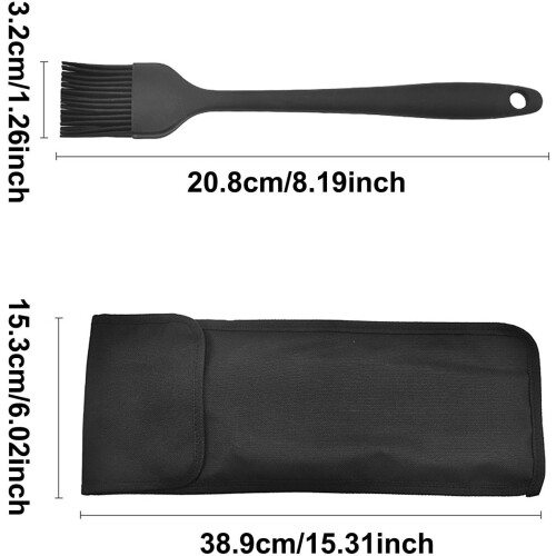 (Black#2pcs+Brush, -) 3 brochettes barbecue, acier, poussoir 2