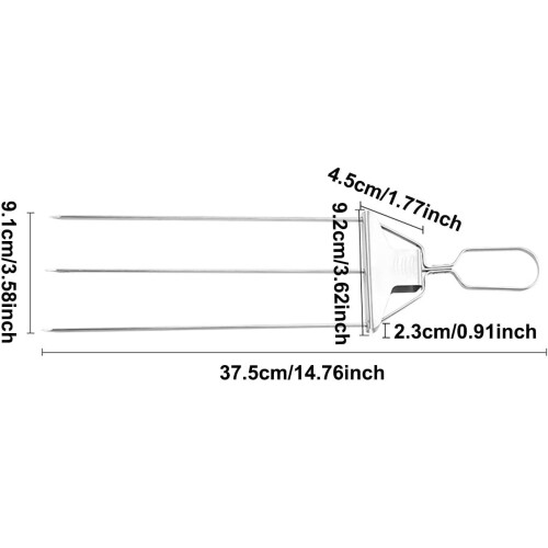 (Orange#2pcs+Brush, -) 3 brochettes barbecue, acier, poussoir 1