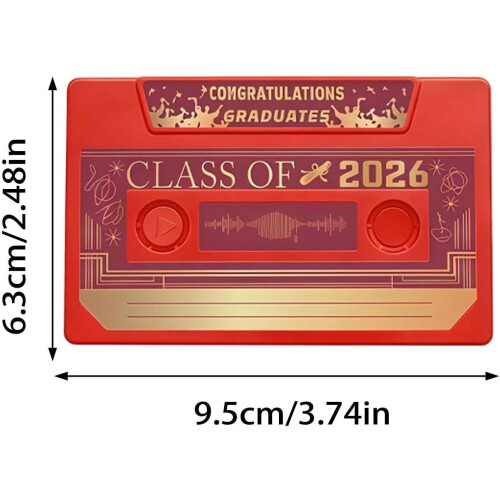 (Red, -) Κάρτα Αποφοίτησης με Φωνή, 5 λεπτά, Class of 2026, Αναμνηστική 1