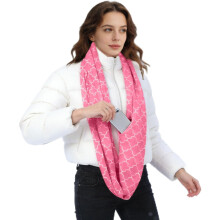 (Pink, color_name) Faux Fur Scarf with Hidden Zipper Pocket for Women, Soft Cozy Warm Pocket Scarf for Cell Phone and Valuables