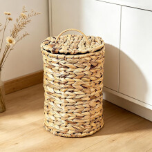(Beige, -) 10 Liter Weiden Mülleimer mit Deckel, handgeflochten, Badezimmer Abfalleimer, Boho Deko für Schlafzimmer & Küche