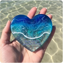 (Dark Blue, -) Glasherz, handgefertigtes Ozean-Souvenir, mini Strandglas Herz Anhänger für Damen, dekorativer Token (Blau)