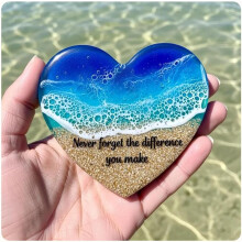 (Blue, -) Glasherz, handgefertigtes Ozean-Souvenir, mini Strandglas Herz Anhänger für Damen, dekorativer Token (Blau)
