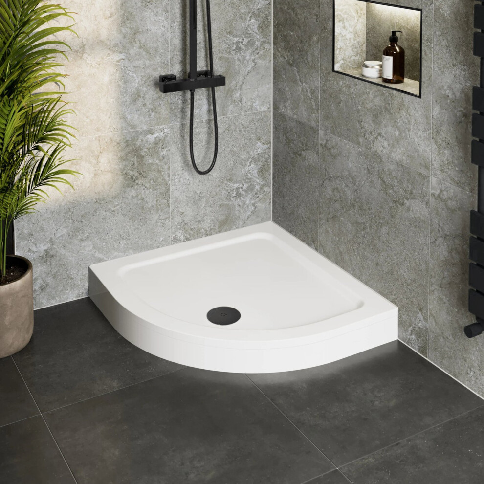 1000 X 1000Mm Easy Plumb Quadrant Shower Tray For Enclosure With Black Waste 5056902457515