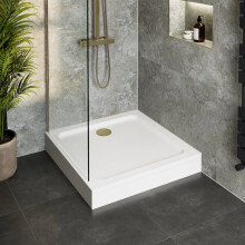 1000 x 1000mm Easy Plumb Square Shower Tray for Enclosure with Brass Waste