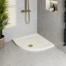 900 x 900mm Low Profile Non Slip Quadrant Shower Tray for Enclosure with Brass Waste