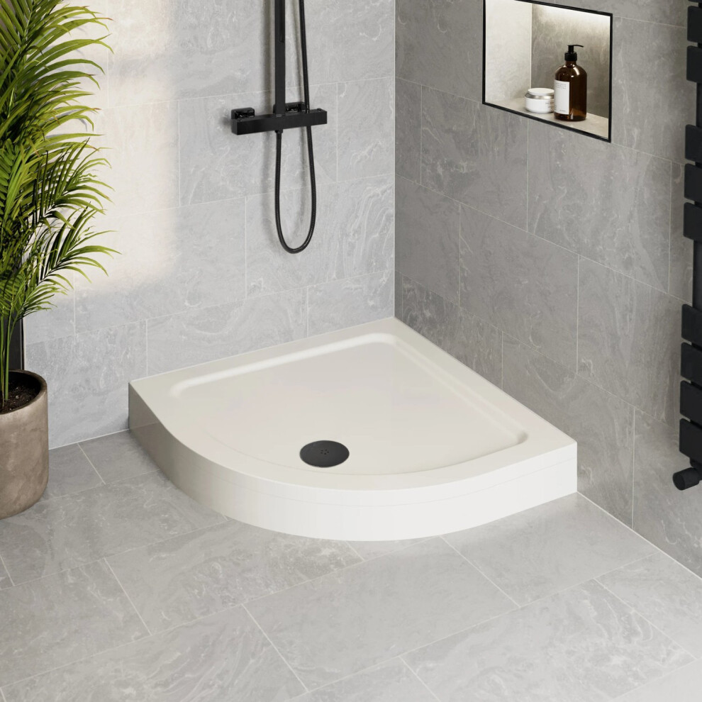 800 X 800Mm Easy Plumb Non Slip Quadrant Shower Tray For Enclosure With Black Waste 5056902457553