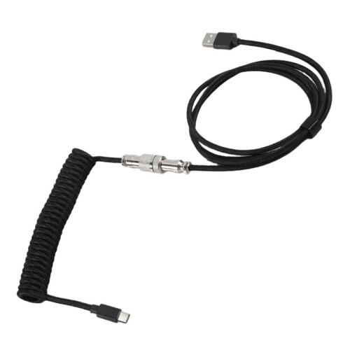 Usb Keyboard Cable Black Coiled Keyboard Usb Type C Cable DIY Aviation Plug Cable Connector Gaming Usb Keyboard Cable