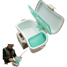 (Black, -) Insulated Live Bait Worm Storage Box, Dual Layer Waist Bait Container with Lid and Lock, Portable Plastic Lure Worm Stor