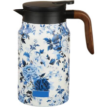 (Blue_B, -) 1L vintage kukka teekannu, sisäänrakennettu siivilä, eristetty V nokka, ruostumaton, Kahvi
