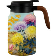 (Yellow, -) 1L vintage kukka teekannu, sisäänrakennettu siivilä, eristetty V nokka, ruostumaton, Kahvi