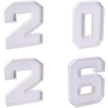 (White, -) Bandeja cartón número 2026, decoración graduación.